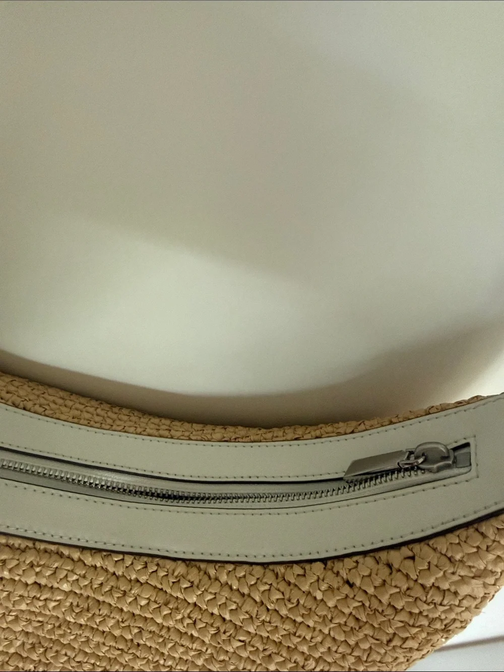 Michael Kors Straw Crescent Shoulder Bag with White Trim